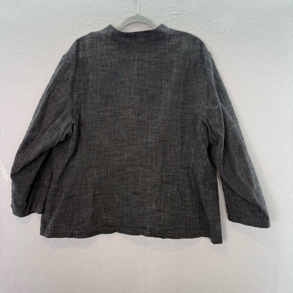Eileen Fisher - women’s cotton linen blend Jacket dark gray button down size 2X - Picture 4 of 6